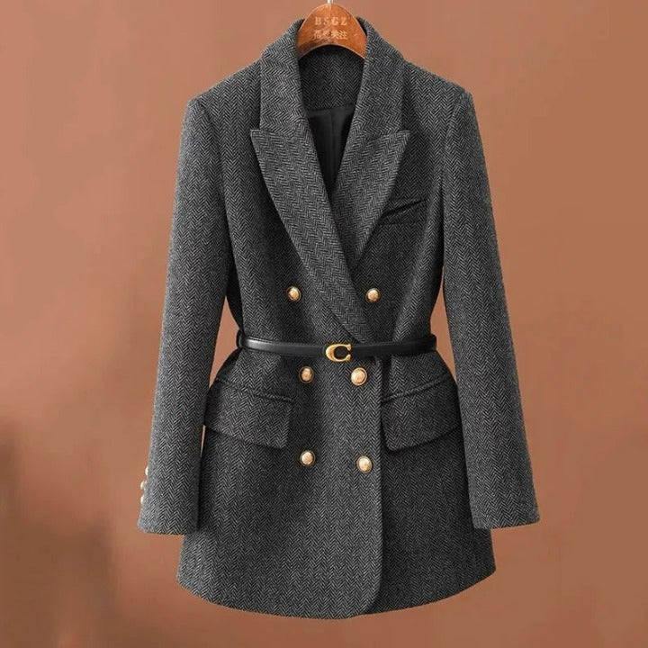 Stilla | Luksuriøs, Taljeret Frakke I Tweed