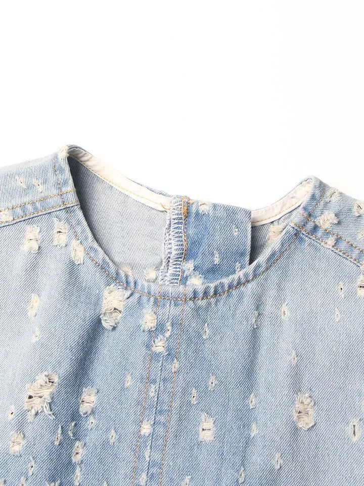 Stilla | Distressed Denim A-line Kjole