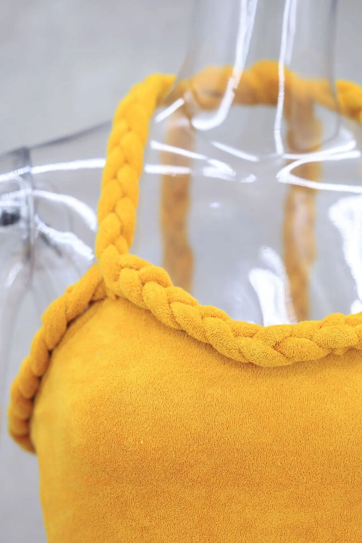 Stilla | Orange Flettet Fuzzy Trim Kjole