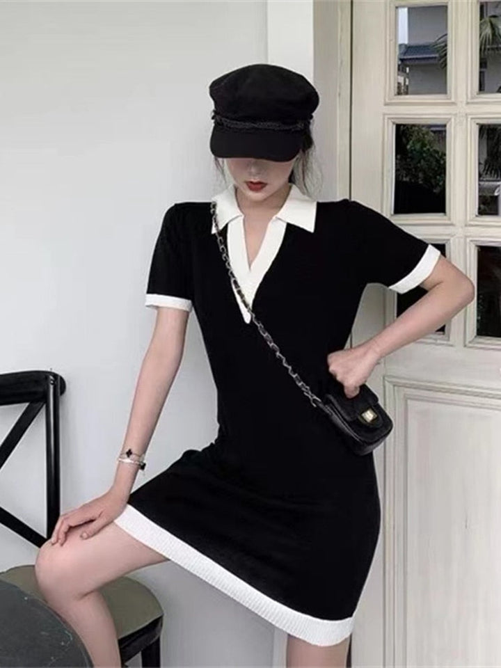 Stilla | Monokrom Kontrast Polyester Kjole
