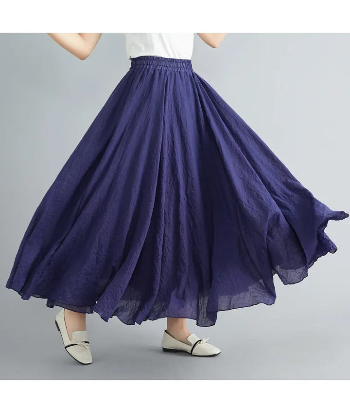 Stilla | Mode Bomulds Linned Tøj Kvinder Nederdele Maxi Y2k Elegant Strand Saia Ropa Mujer Afslappet Kjole Boho Lang Nederdel Faldas Harajuku