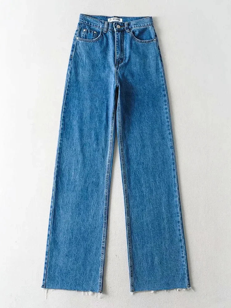Stilla | Bred Jeans Med Høj Talje