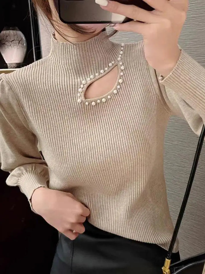 Stilla | Fin Rullekravepullover Med Perler