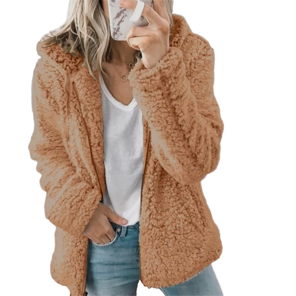Stilla Dame mode | Elegant bjørn teddy pels frakke: Blød fleece frakke med lommer og lynlås