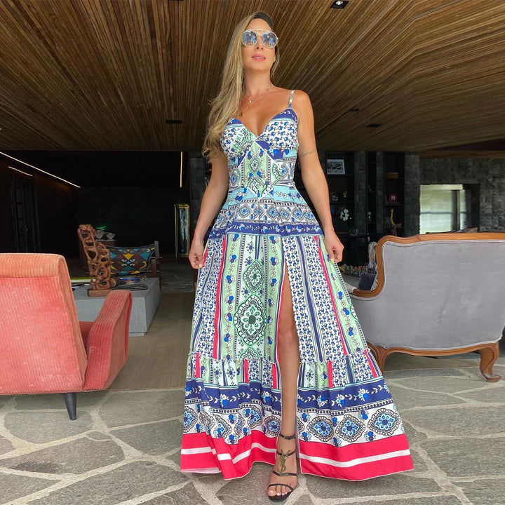 Stilla | Sexet Maxi Sommerkjole Med Dyb V-hals