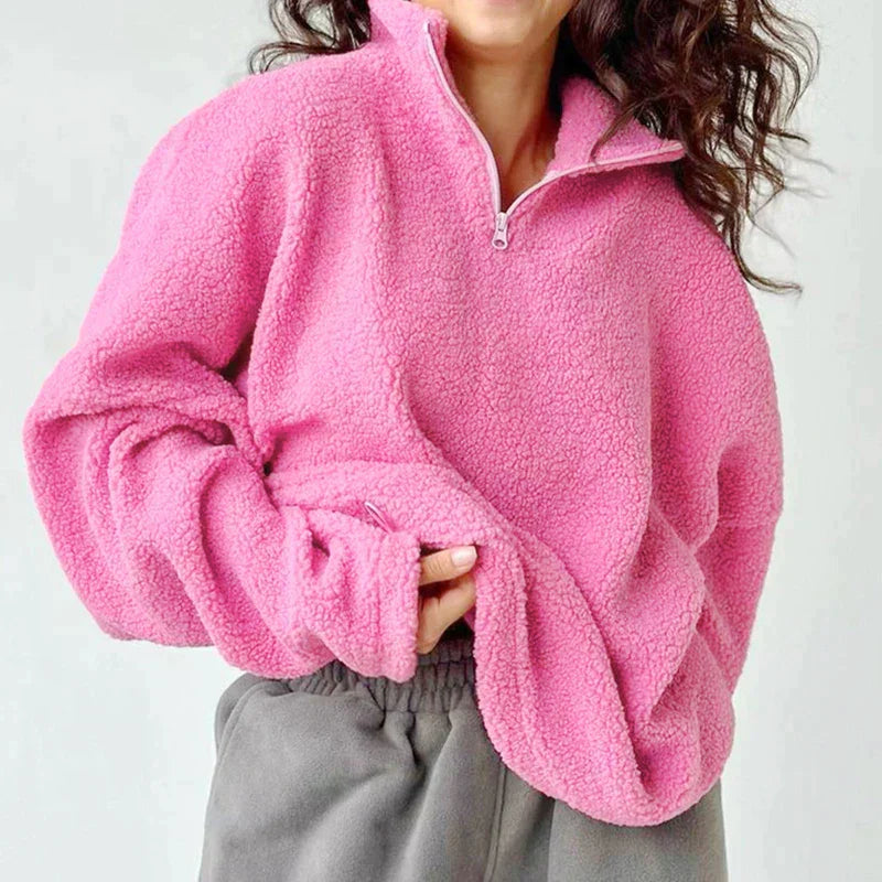 Stilla | Pink Trøje Lavet Af Strikket Lammefleece