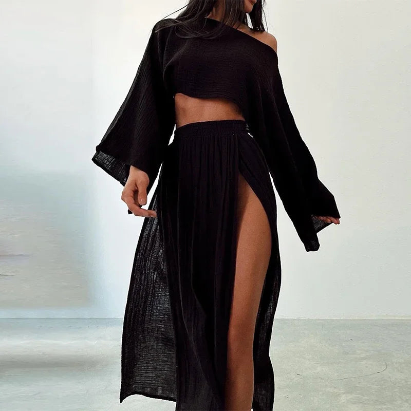 Stilla | Elegant To-delt Outfit Med Høj Slids