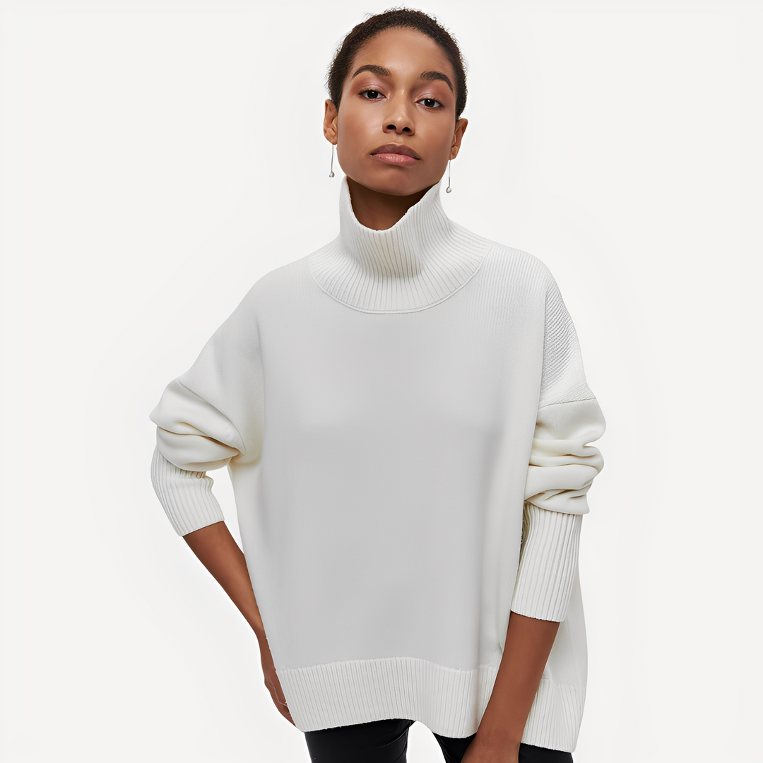 Stilla | Dame Sweater med Afslappet Snit og Høj Krave