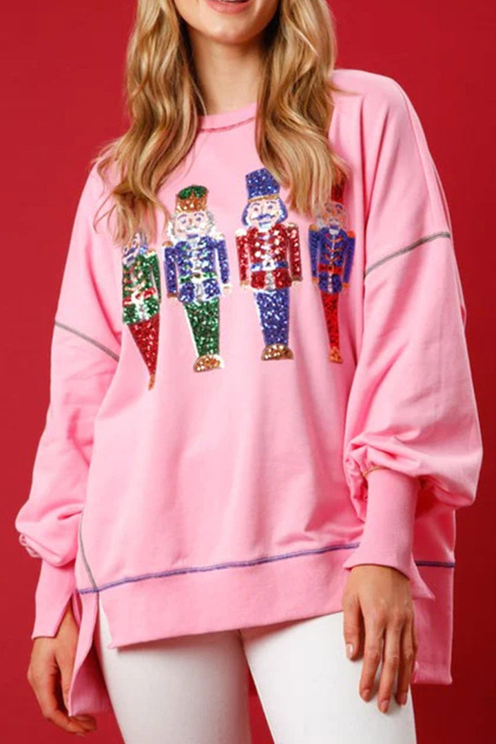 Stilla | Sweatshirt med paillette grafik og slidsbund