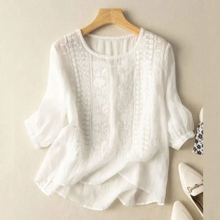 Stilla | Broderet Afslappet Bluse