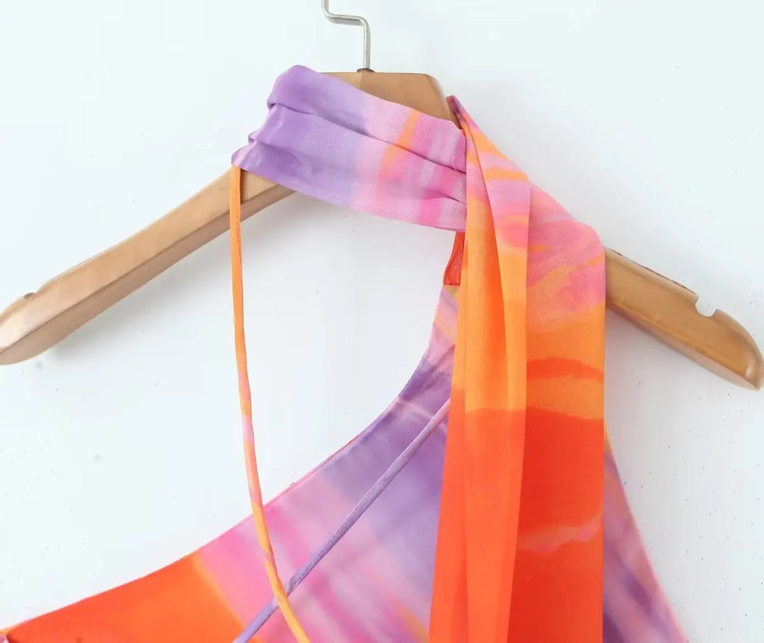 Stilla | En Skulder Orange Gradient Kjole