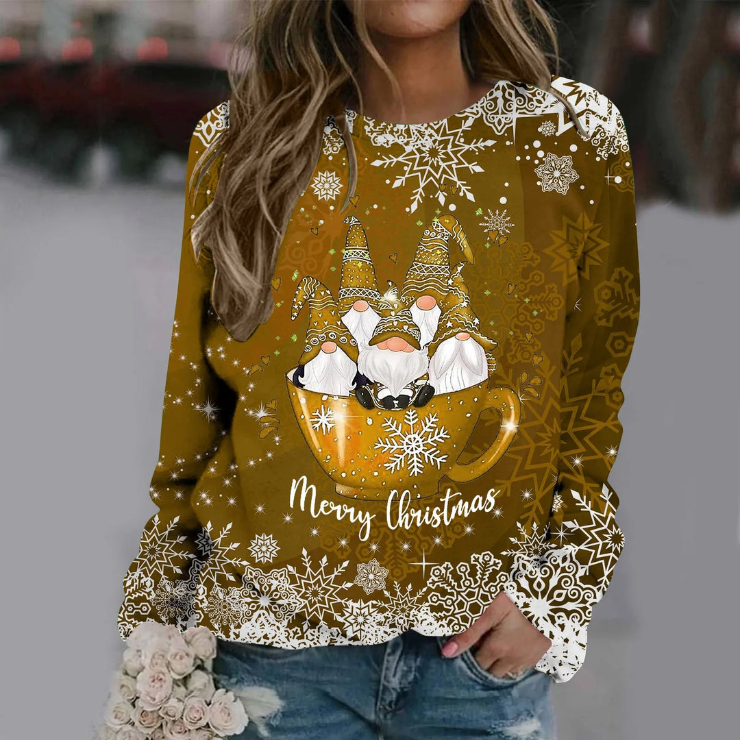 Stilla | Varmer Rundhalset Pullover Med Merry Tryk Til Kvinder