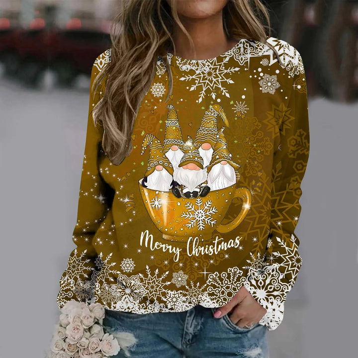 Stilla | Varmer Rundhalset Pullover Med Merry Tryk Til Kvinder