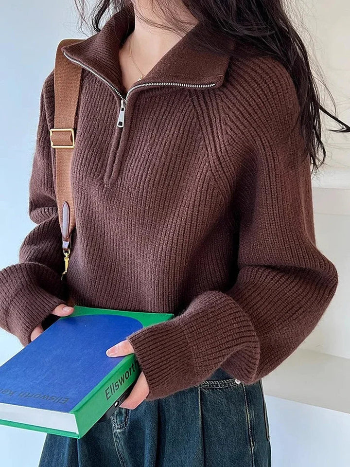 Stilla | Sigfrida Pullover Damers Efterår Lynlås Kort