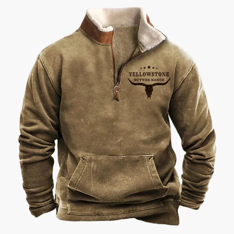 Stilla | Western Stil Pullover med Aztek Mønster og Longhorn Motiv - Komfortabel Fritids Sweater til Udendørs og Hverdag