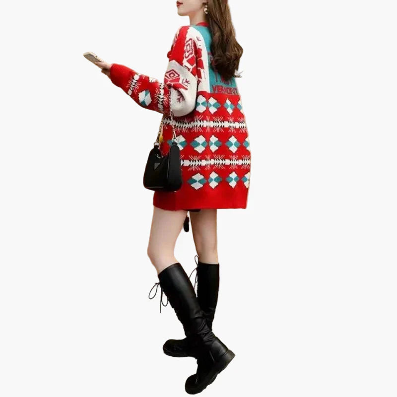 Stilla | Juletrøje Ugly Christmas Sweater med 3D Snemands og Vintermotiv - Sjov Ferietrøje til Fester