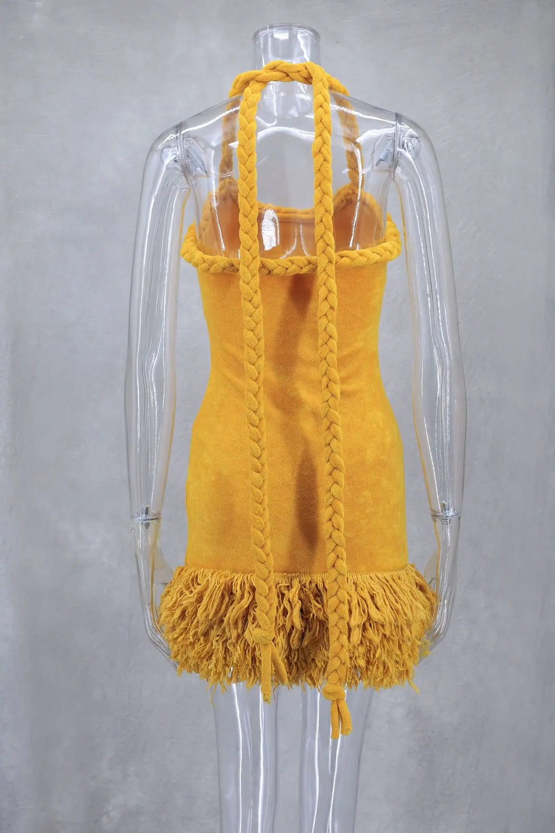 Stilla | Orange Flettet Fuzzy Trim Kjole