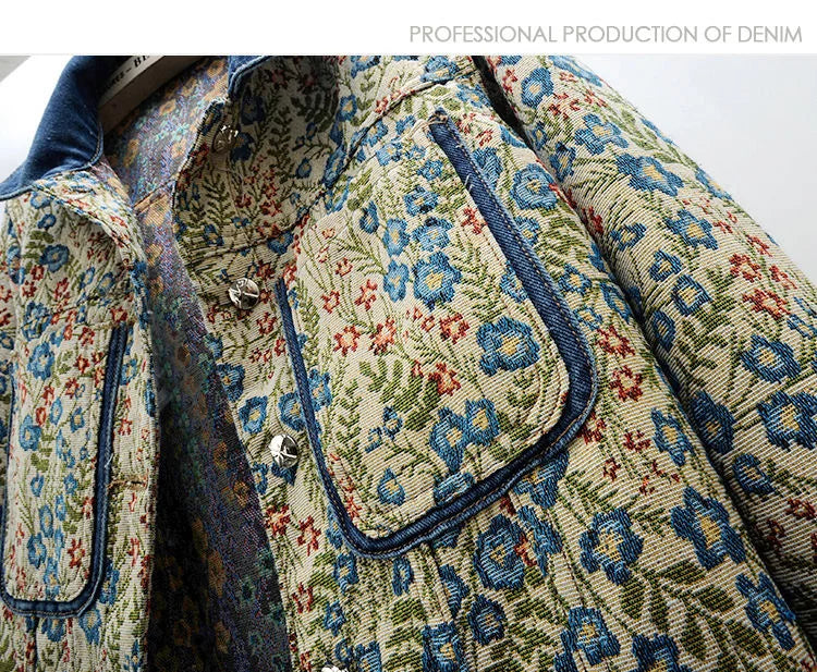 Stilla | Vintages Broderet Jeansjakke Af Jacquard Til Damer