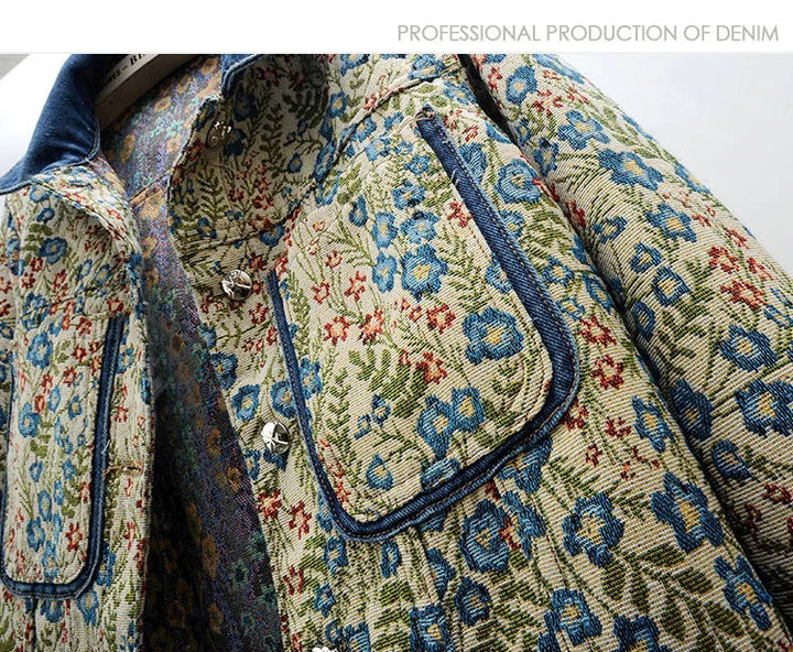 Stilla | Vintages Broderet Jeansjakke Af Jacquard Til Damer