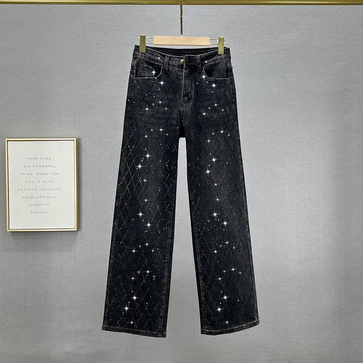 Stilla | Jeans med ternet mønster strass