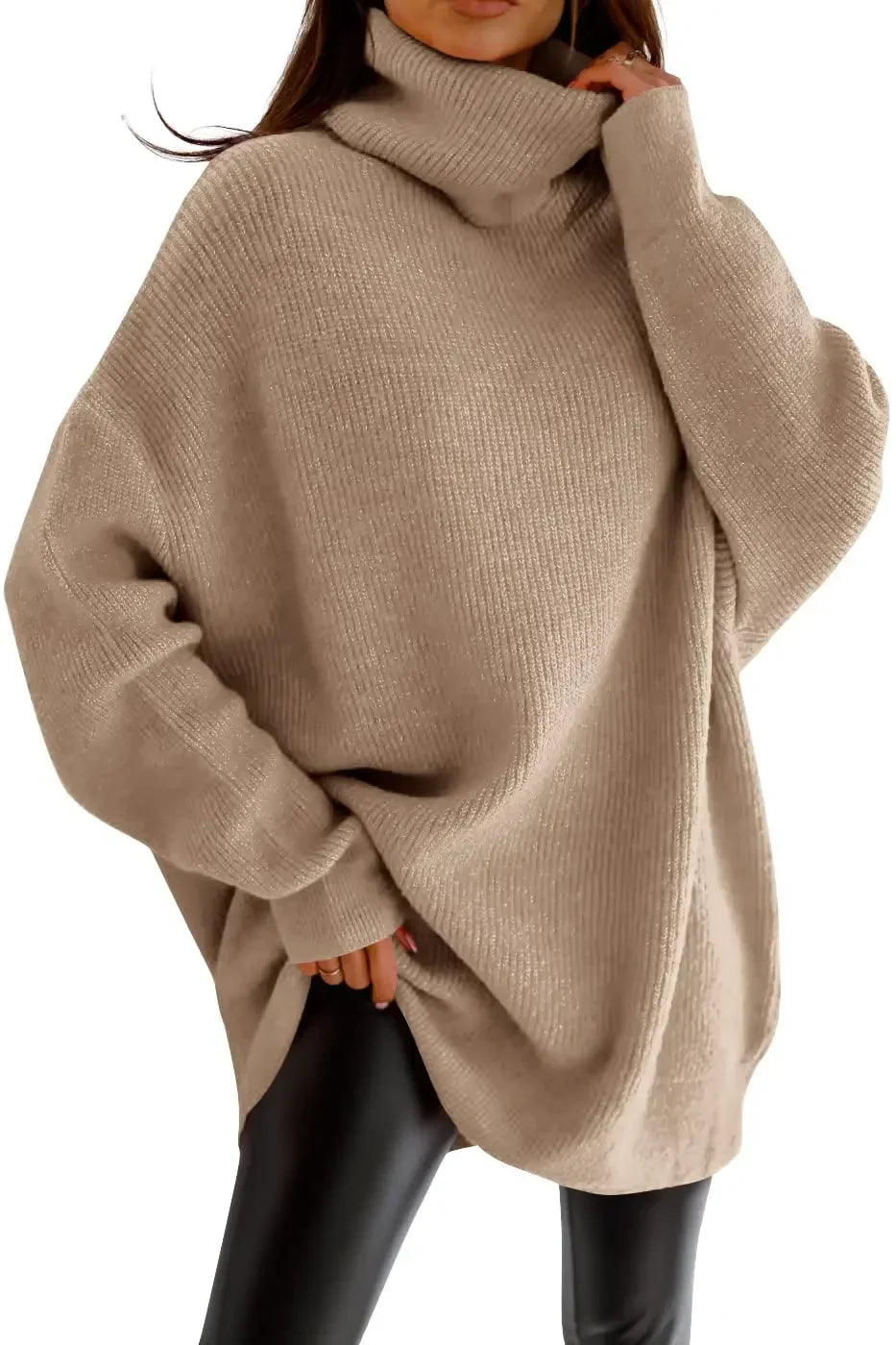 Stilla | Oversize Sweater Med Høj Krave Og Vide Ærmer