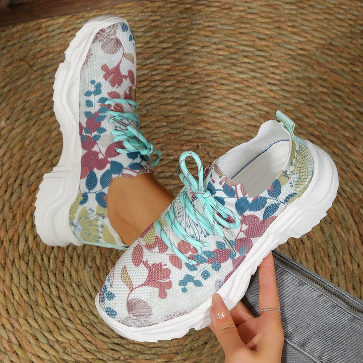 Stilla | Åndbare Ortopædiske Sneakers Med Snørebånd Og Blomsterdesign