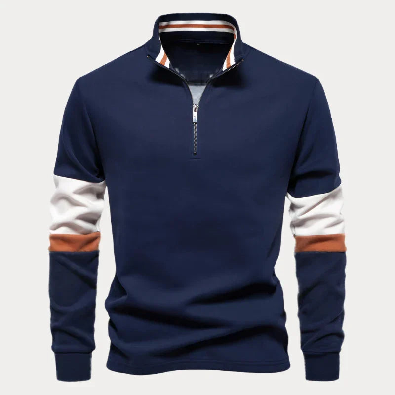 Stilla | Stilig Sweater til Herrer med Ståkrave Og Striber