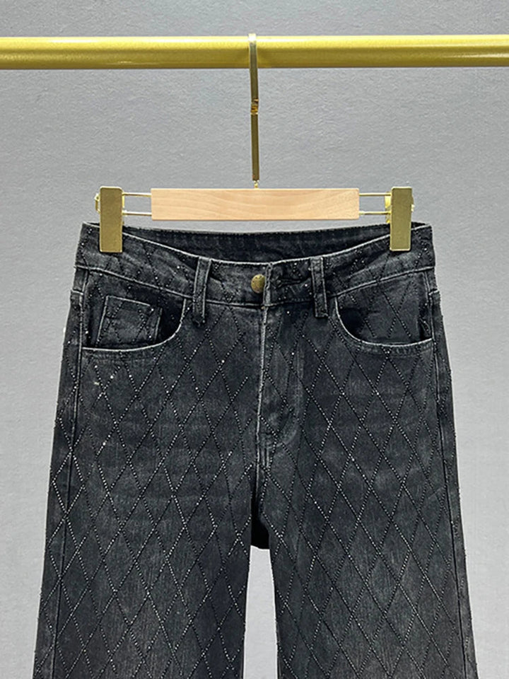 Stilla | Jeans med ternet mønster strass