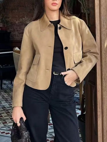 Stilla | Blazer i Velour med Omslaget Krave