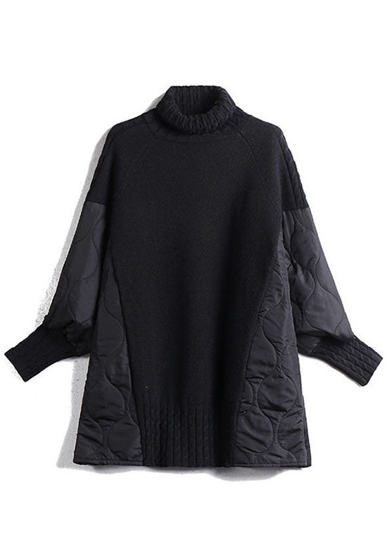 Stilla | Pullover i patchwork-strik med rullekrave