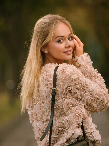 Stilla | Textureret Crop Jakke med lange ærmer