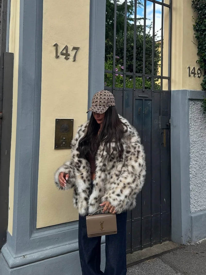 Stilla | Leopardmønster Pelsjakke