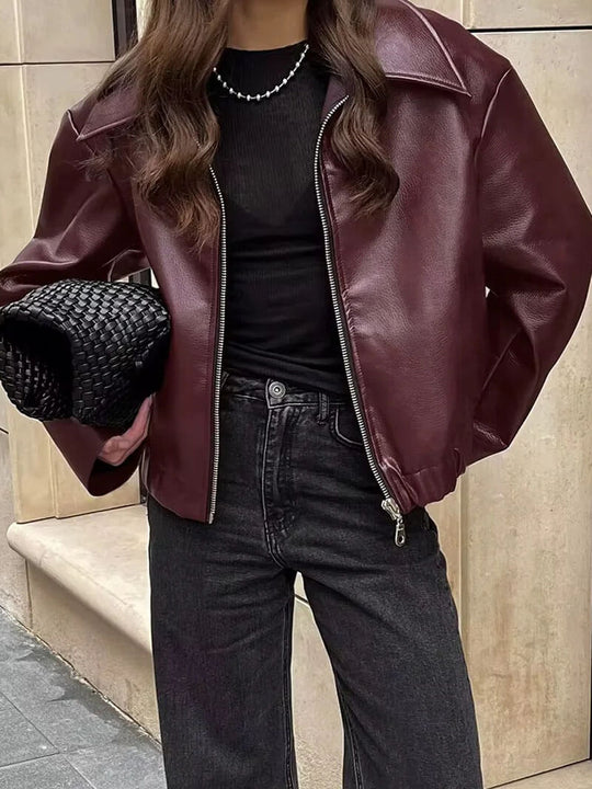 Stilla | Cropped Zip up Jakke Overstørrelse Krave Street Style