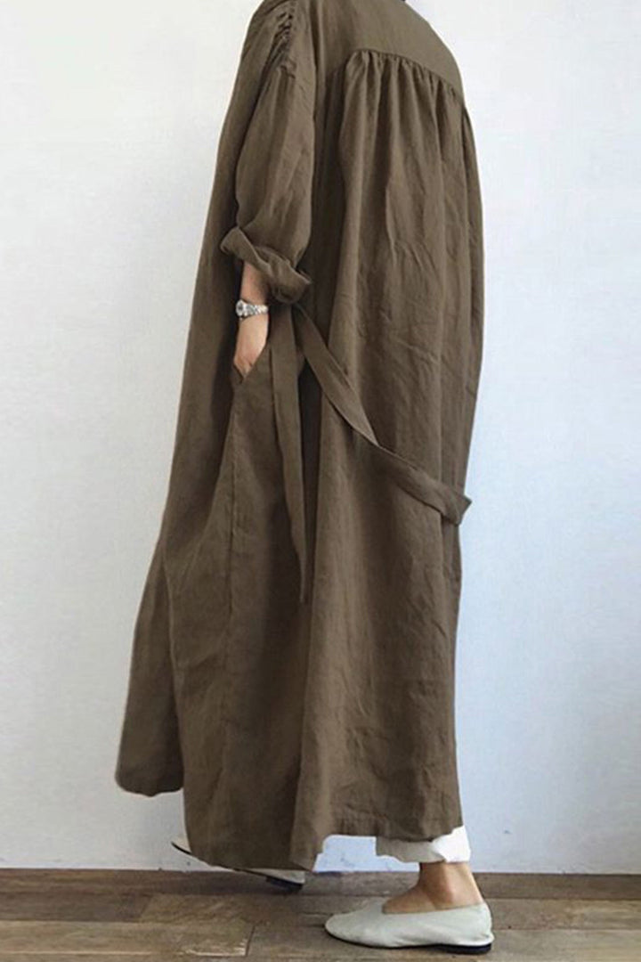 Stilla | Længere Ensfarvet Trenchcoat Med Lommer