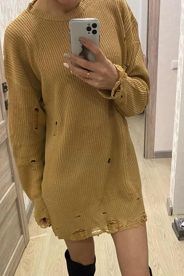 Stilla | Rund hals Pullover Af Ensfarvet, Vasket Stof