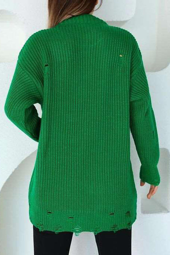 Stilla | Rund hals Pullover Af Ensfarvet, Vasket Stof