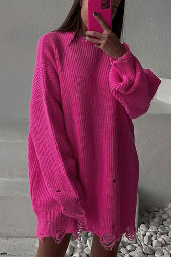 Stilla | Rund hals Pullover Af Ensfarvet, Vasket Stof