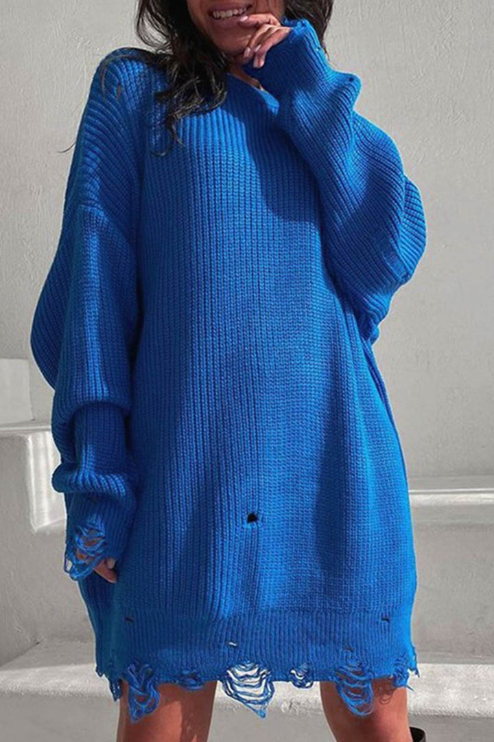Stilla | Rund hals Pullover Af Ensfarvet, Vasket Stof