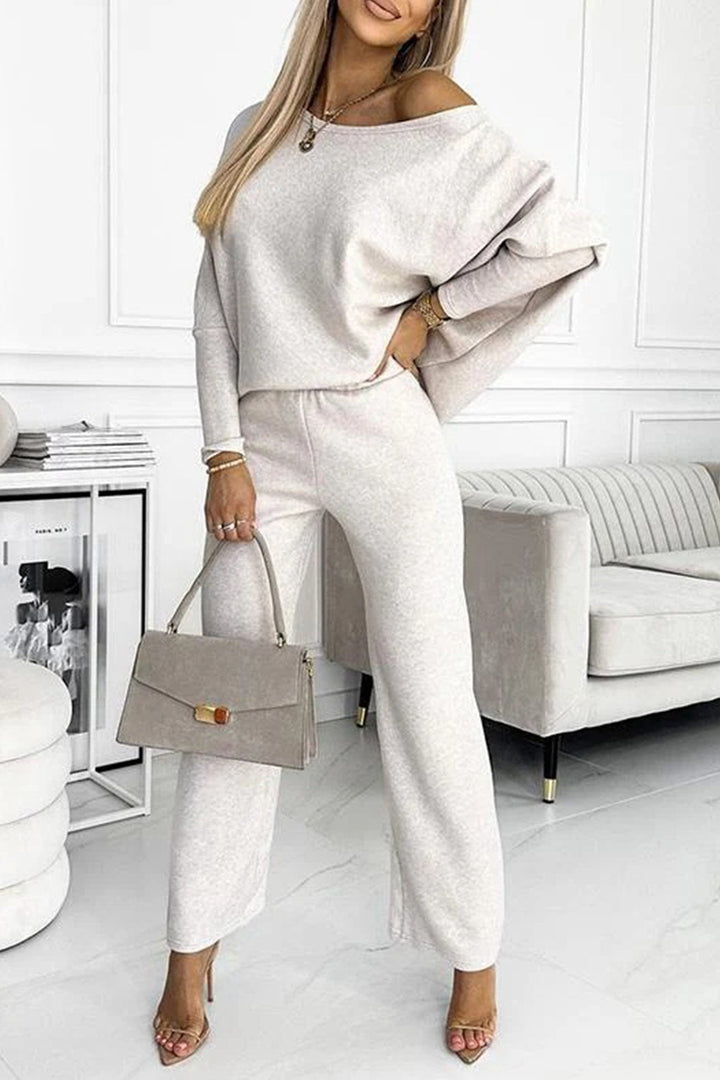 Stilla | Ensemble Pullover Uni og Bukser Med Nedhængte Skuldre