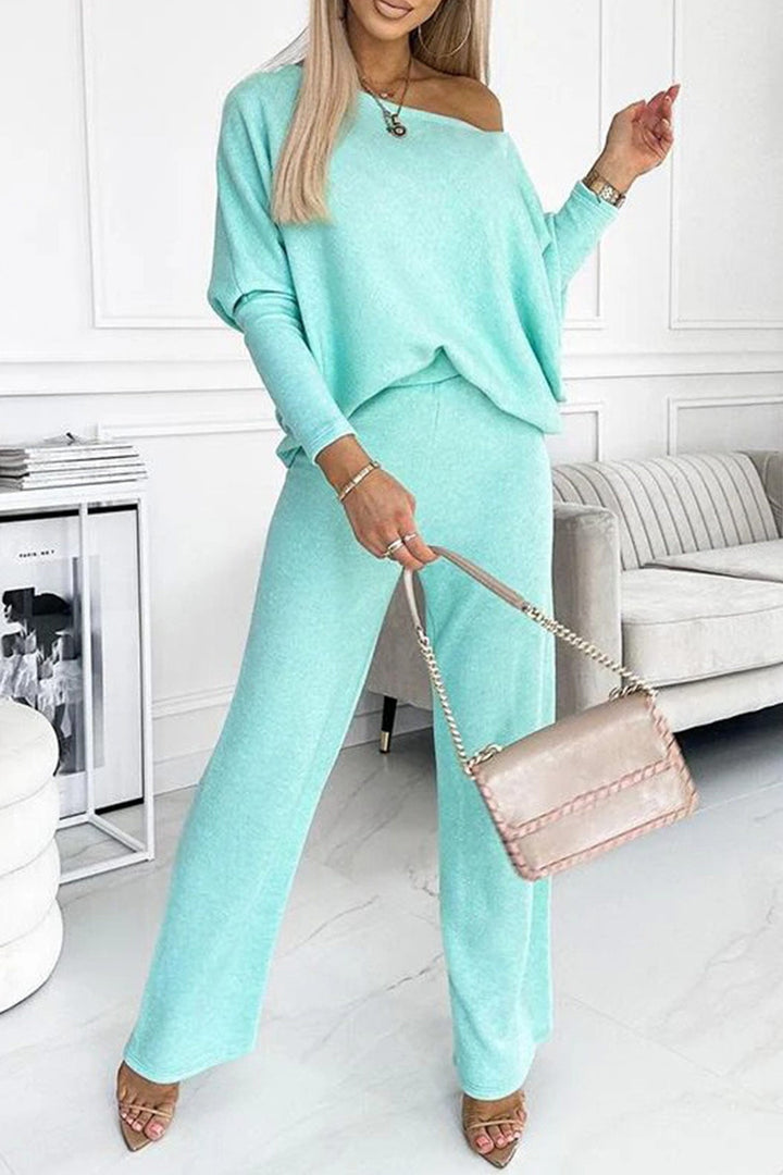 Stilla | Ensemble Pullover Uni og Bukser Med Nedhængte Skuldre