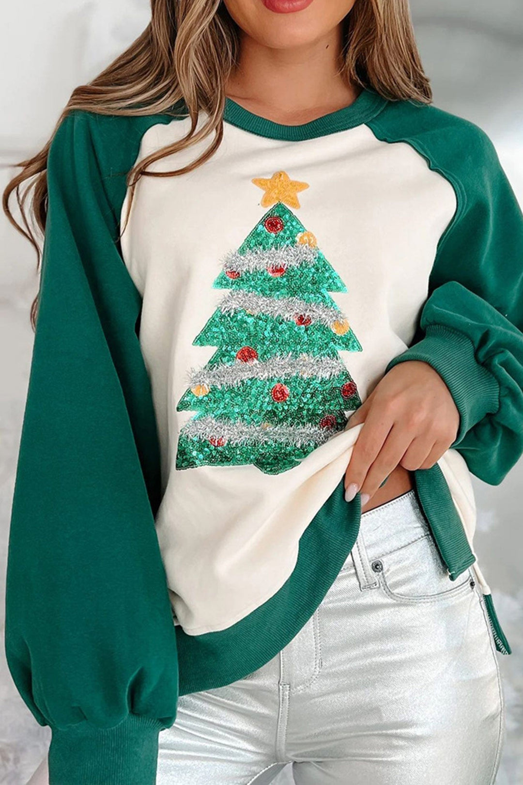 Stilla | Sweatshirt Jul Træ Med Indvævede Pailletter