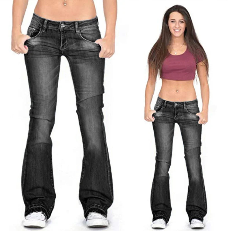 Stilla | Damjeans med lav talje og flagrende ben: Løse vintage skinny flared