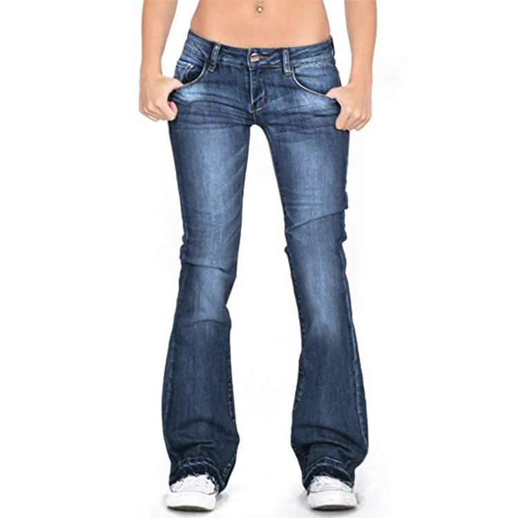 Stilla | Kvinders Lav Talje Flared Jeans: Lys Vintage Skinny Bell Bottom Jeans