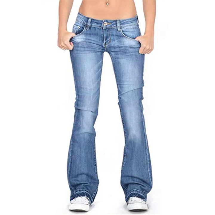 Stilla | Kvinders Lav Talje Flared Jeans: Lys Vintage Skinny Bell Bottom Jeans