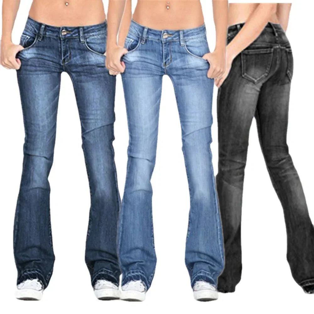 Stilla | Damjeans med lav talje og flagrende ben: Løse vintage skinny flared