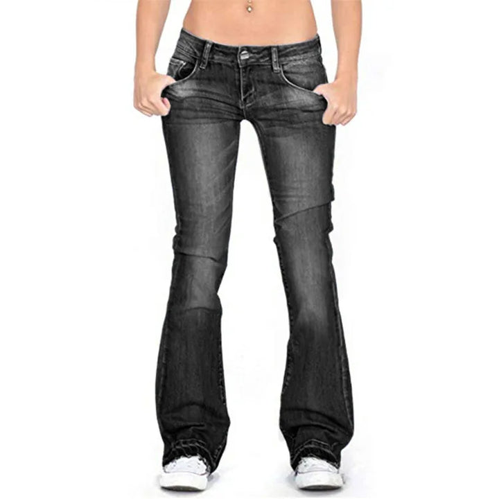Stilla | Kvinders Lav Talje Flared Jeans: Lys Vintage Skinny Bell Bottom Jeans