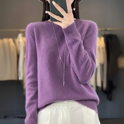 Stilla | Komfortabel Blå Cashmere Trøje Med Rund Halsudskæring Lavet Af Uld