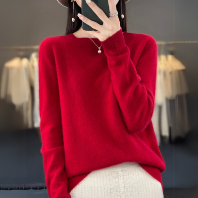 Stilla | Komfortabel Blå Cashmere Trøje Med Rund Halsudskæring Lavet Af Uld