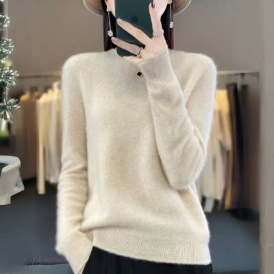 Stilla | Komfortabel Blå Cashmere Trøje Med Rund Halsudskæring Lavet Af Uld
