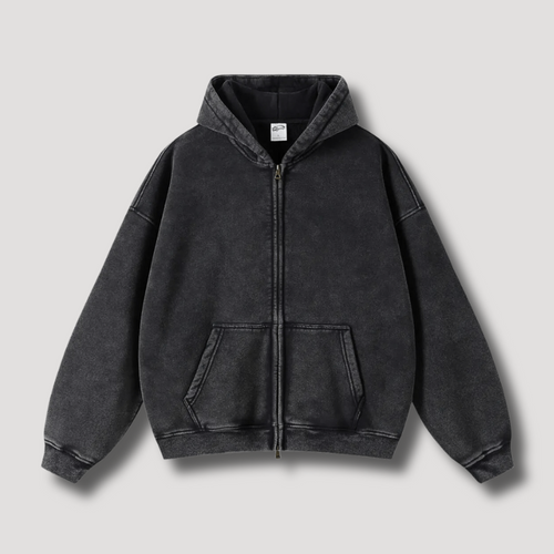 Stilla | Zip Hættetrøje Et Vasked Årgang Look
